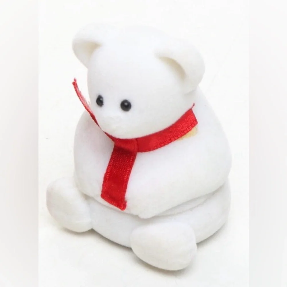 Plush Polar Bear with Red Scarf Ring Box - Set of 3